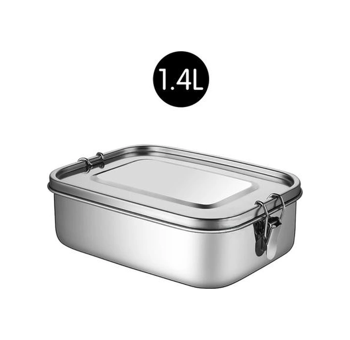 1 Adet 1400 Ml Paslanmaz Çelik Öğle Yemeği Konteyner Bento Gıda Konteyner Snack Gıda Saklama Kabı Sızdırmaz Akşam Yemeği Öğle Yemeği Kutusu Öğle Yemeği Kutuları Ahşap