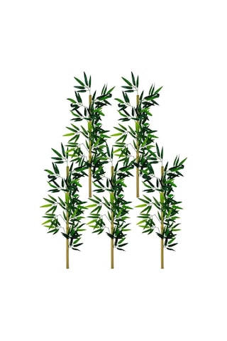 5li Set Yapay Bambu Sopası 10 Yapraklı 90cm Yapay Çiçek Bambu Duvarı Separatör Çiçeği Yapay Çiçek