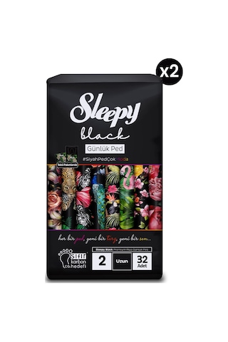 Sleepy Black Premium Plus Günlük Ped Uzun 64 Adet