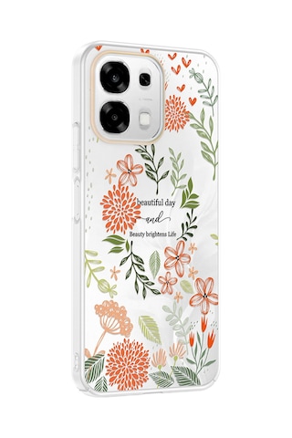 Oppo A6 Pro Kılıf Kamera Korumalı Canlı Lüx Desenli Klip Sert Kapak Beautiful