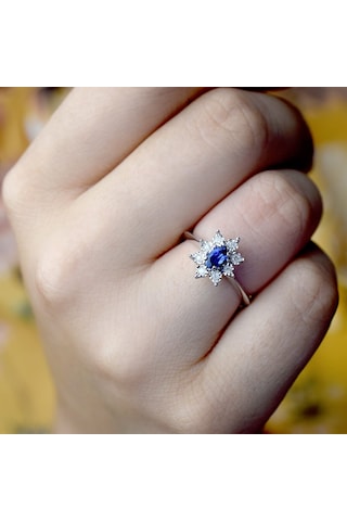 0.42 Ct.Safir Pırlanta Yüzük