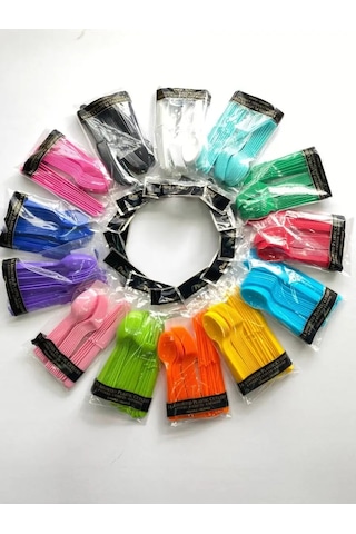 Plastikovye Odnorazovye Pribory: Vilka, Noz, Lozka Plastik Tek Kullanımlık Sarı Çatal Bıçak Takımı 24 Parça 91173034 25