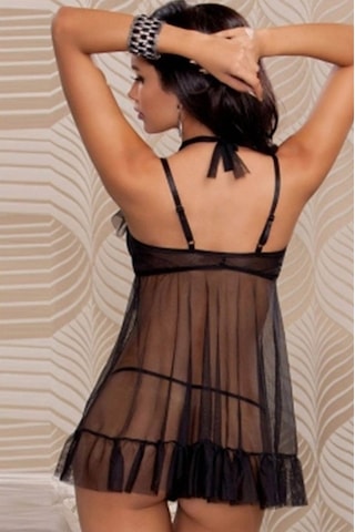 River World Kadınlar İçin Siyah Renk Transparan Gecelik Siyah