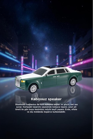 Bluetooth Hoparlör Rolls-royce Görünümlü Araba Led Ekranlı 15w Tws Fm Usb Speaker D82