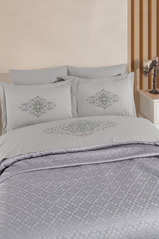 Tivoli 8 Parça Evlilik Seti Pike Takımı Havlulu-nakışlı Çift Kişilik Gelin Seti-diana-gri Grı Gri