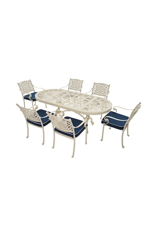 Helen 6 Kişilik Döküm Masa Takımı Rehome Beyaz