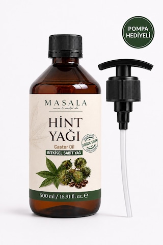 Soğuk Sıkım Hint Yağı 500 Ml %100 Saf Castor Oil, Kilitli Kapak Ve Pompa Hediyeli