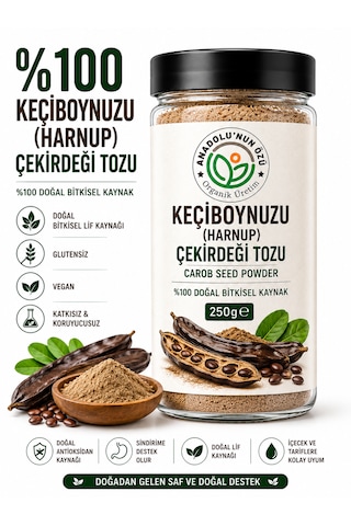 Harnup Unu 250 Gr Organik Keçiboynuzu Tozu Organik Katkısız Yoğun Aromalı Glutensiz Lif Ve Mineral Kaynağı