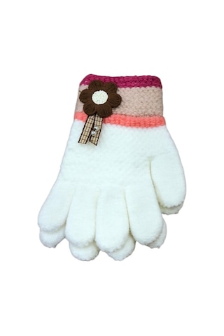 Kitti 3-6 Yaş Kız Çocuk Örme Eldiven K25220-02 Ekru