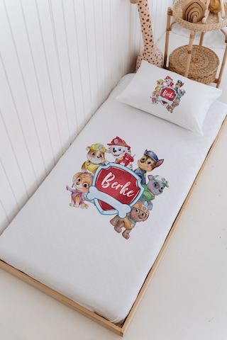 İsme Özel %100 Pamuk Bebek Ve Çocuk Tek Kişilik 165 X 225 Cm Pike Takımı-paw Patrol Beyaz