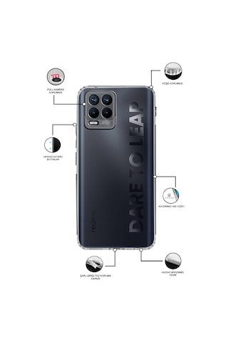 Realme 8 Pro Tıpalı Kamera Korumalı Şeffaf Premier Kılıf