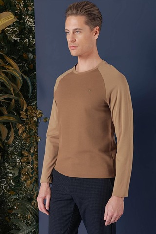 Efor Ts 872 Slim Fit Cappucino Spor T-shirt Kahverengi
