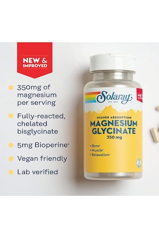Solaray Magnesium Glycinate Fully Chelated Bisglycinate Biop...