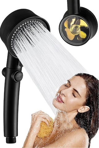 Turbo Pervaneli 5 Fonksiyonlu Duş Başlığı+ Duş Hortumu 150 Cm + M Siyah