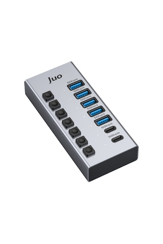 Juo Usb-a 7 Portlu Anahtarlı 5 Usb-a 2 Type-c 5gbps Usb 3.1 Çoklayıcı Dönüştürücü Hub