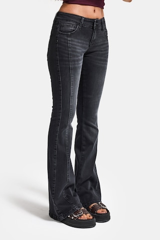 it's basic Kadın Füme 2s6-1 Swl Mid Rise Flare Fit Kemer Detaylı Esnek Kumaş Denim Jean