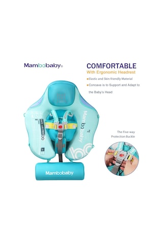 Mambobaby Yüzme Simidi - Green Constract, Emniyetli, Gölgelikli Ve Ayak Destekli
