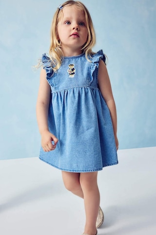 Defacto Ayıcıklı Kolsuz Jean Elbise Kız Bebek H2820a526smnm39 Mavi-nm39