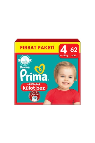 Prima Külot Bebek Bezi 4 Beden 62 Adet Maxi Fırsat Paketi