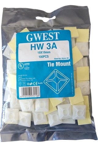 Gwest Yapışkan Kroşe 19X19 - 28X28Mm Yapışkanlı Kablo Bağı Tutucu 28X28 Mm Kroşe N11.303