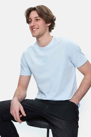 Fabıo Gök Mavi Bisiklet Yaka Baskılı Standard Fit Erkek Tshirt Gök Mavi