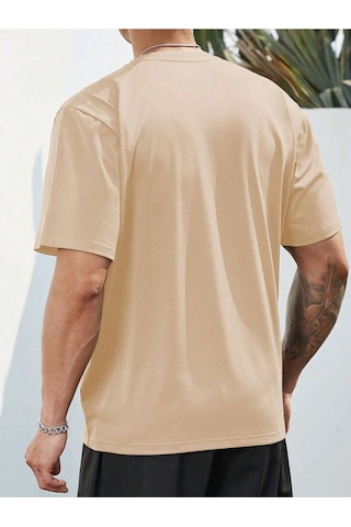 Flood Of Style Unisex Siyah Oversize Bisiklet Yaka %100 Pamuk Live Life Baskılı Bej