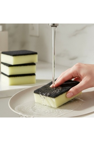 Technow Klasir Ekonomik 9 X 7 Cm Sarı Siyah Düz Bulaşık Süngeri Sarı