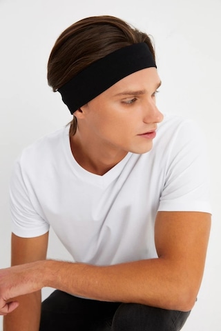 Erkek Pamuklu Penye Kaymaz Terletmez Ultra Hafif Spor Saç Bandı Bandana - Tek Ebat / Siyah Siyah