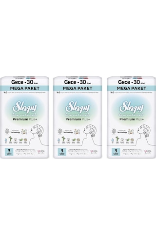 Bio Natural Premium Plus Hijyenik Ped Mega Paket Gece 30x3 90 Adet