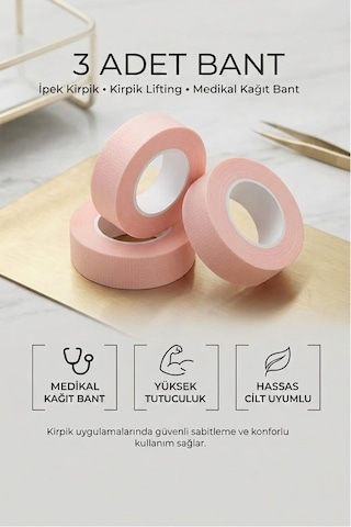 İpek Kirpik Bandı Pembe 3 Adet