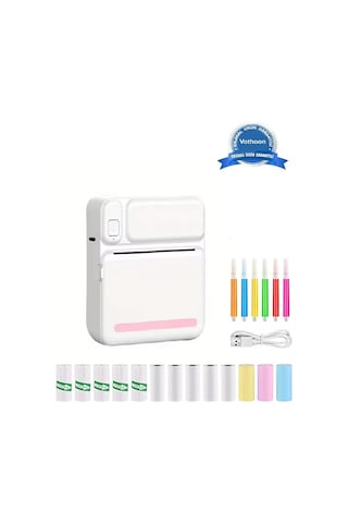 Mini Taşınabilir Yazıcı 13 Rulo Kağıtlı Mürekkepsiz Etiket Yazıcısı Mini Termal Yazıcı