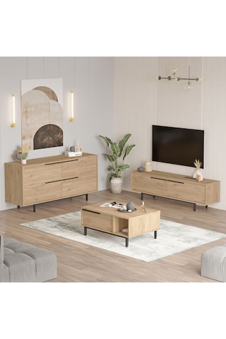 Bohem Tv Ünitesi Orta Sehpa Konsol 3'lü Set Sepet Boh20-s Kahverengi