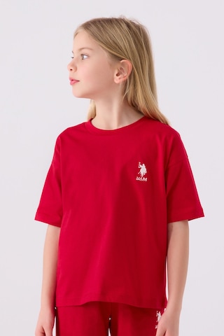U.S. Polo Assn. Kız Çocuk Kırmızı Bermuda Takım Kırmızı