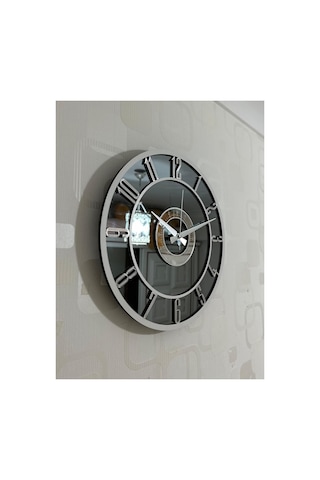 Pey Aksesuar Aynalı Duvar Saati Gerçek Ayna 40 Cm Modern Tasarım C41-füme-beyaz-gümüş