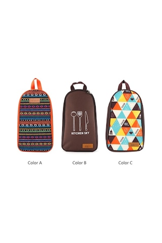 Pazly Taşınabilir Pişirme Aletleri Düzenleyici Çantası Dış Mekan Bbq Kamp Mutfağı Depolama Çok Renkli