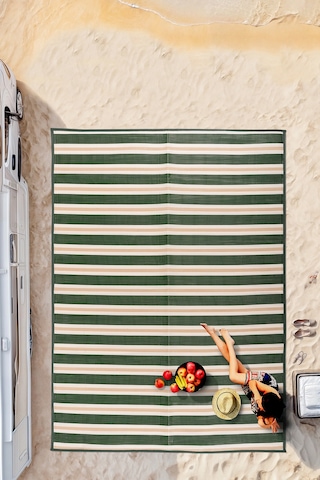 Plaj Karavan Halısı Hasır Kilim Katlanabilir Halı Balkon Teras Bahçe Kamp Piknik Halısı