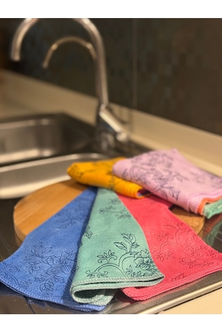3 Adet Microfiber Çiçek Desenli Mutfak Temizlik Bezi 30 30 Leke Tutmaz Koku Yapmaz Diğer