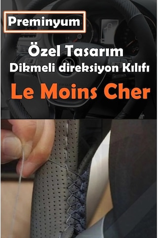 Renault Megane 4 Oto Direksiyon Kılıfı Siyah Dikiş Estetik Görünüm