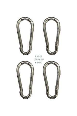 Galvanizli Karabina, 6 Mm, Askı, Çengel, Kanca, Anahtarlık 4 Adet