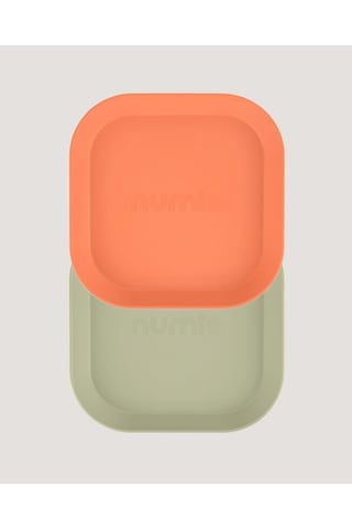 Kare Bebek Mama Tabağı 2'li Sage Green - Peach