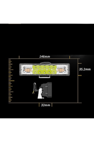 Off Road 12-24v Oto Gündüz Led Bar 6 İnç 16 Led Sarı Flash