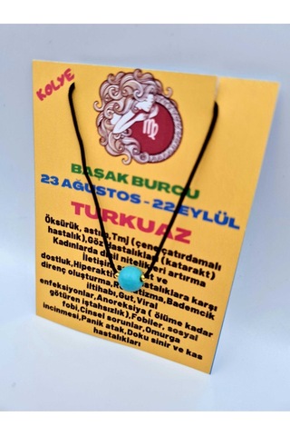 Sertifikalı Başak Burcu Turkuaz Taşı Doğal Taş Kolye Çok REnkli