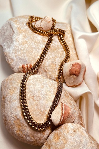 Life Gurme Zincir Model Altın Gold Renk Şık Paslanmaz Çelik Kolye