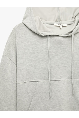 Koton Modal Kumaş Uzun Kollu Kanguru Cepli Kapüşonlu Oversize Sweatshirt Gri 7wak10228ek