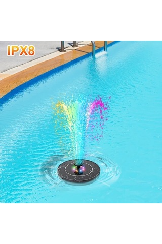 Honeybeeshop 1 Adet Yuvarlak Renkli Isik 35w Yuzen Fiskiye 1200mah Li Pil Ipx8 Solar 6 Nozul Renkli Isiklar 35w Fiskiye 1 Adet 6 Meme