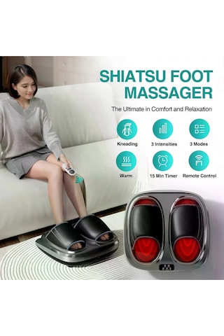 Glr Hg01-a Shiatsu Ayak Masaj Aleti - Yoğurmalı, Hava Basınçlı Ve Isıtmalı Derin Doku Masajı, Titreş Gri