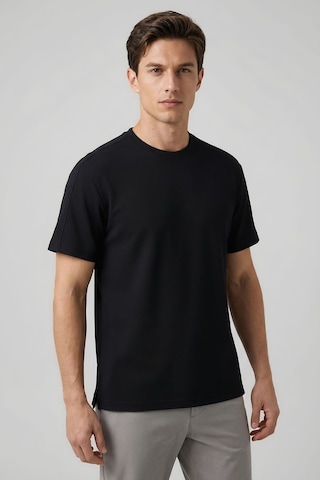 Siyah Rahat Form Esnek Nefes Alabilir Erkek T-shirt - 88495