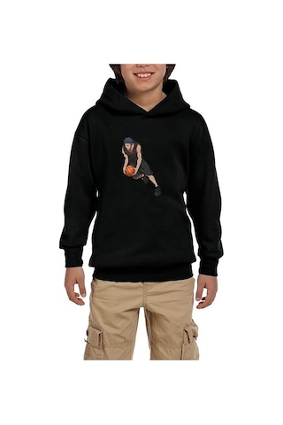 Zepplin Giyim Black Baller Anime Siyah Çocuk Kapşonlu Sweatshirt Siyah