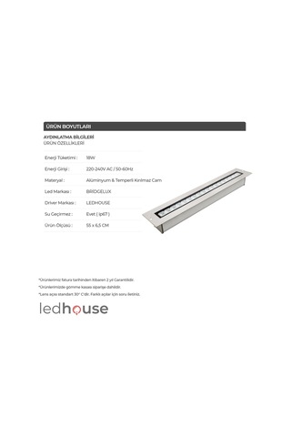 50 Cm Wallwasher 18 Led 18W Sıva Altı Duvar Boyama Dış Mekan