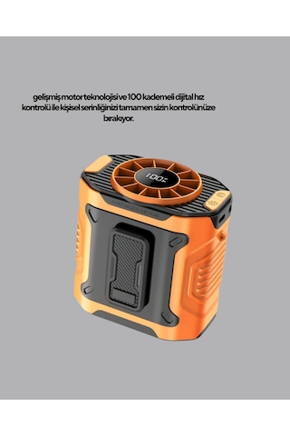 Turbo - 248 - Mini Tnabilir Fan 100 Kademeli Dijital Hız Kontrolü Ve Type-c - Kmrsfres - Şarj Kopya